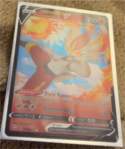 2021 Pokémon TCG Shining Fates #018 Cinderace V — front