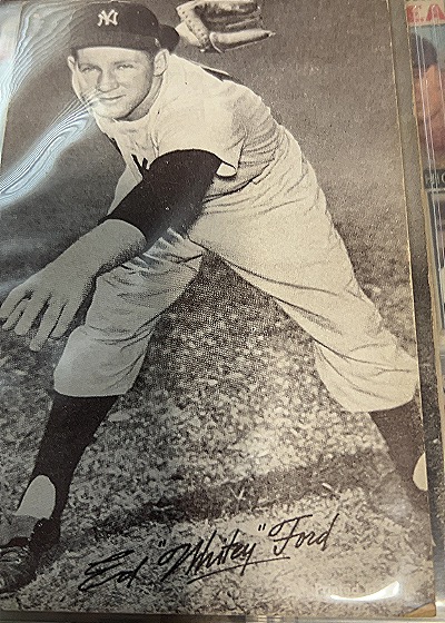 1962 Exhibit Stat Back #11 Ed Whitey Ford — front
