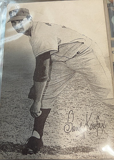 1963 Exhibit Stat Back #36 Sandy Koufax — front