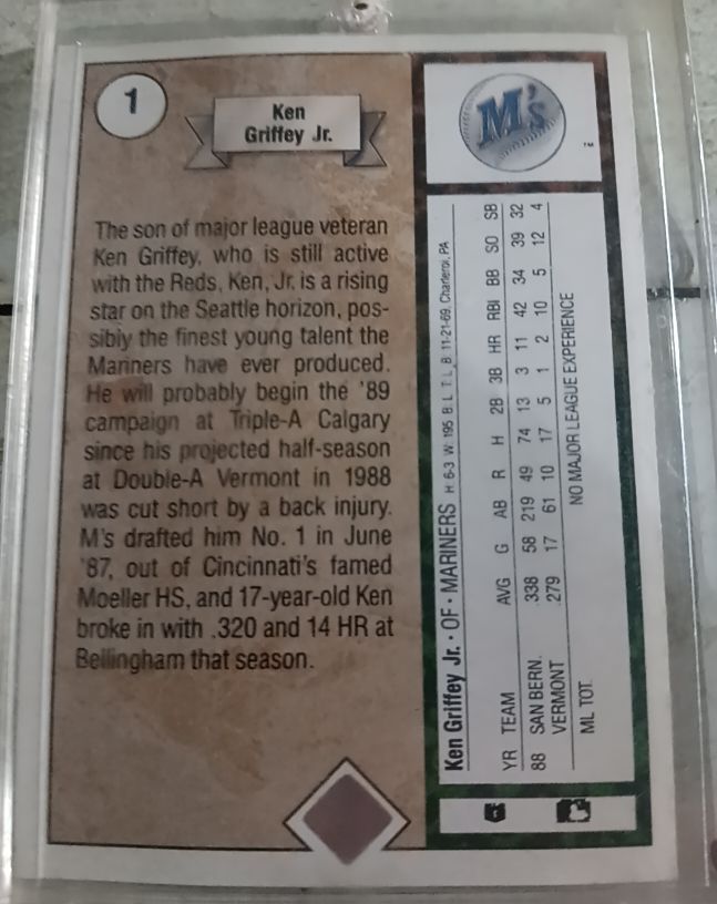1989 Star #1 Ken Griffey Jr. — front