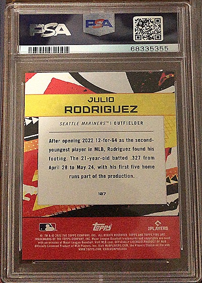 2022 Topps Fire #107 Julio Rodriguez — back