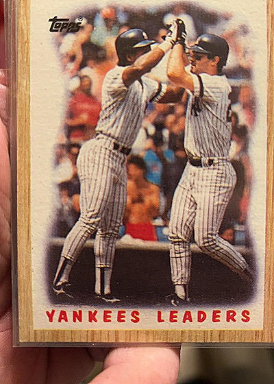 1987 Topps #406 Yankees Leaders Rickey Henderson/Don Mattingly — front