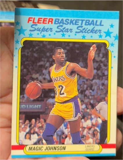 1988-89 Fleer Basketball Super Star Sticker #6 Magic Johnson — front