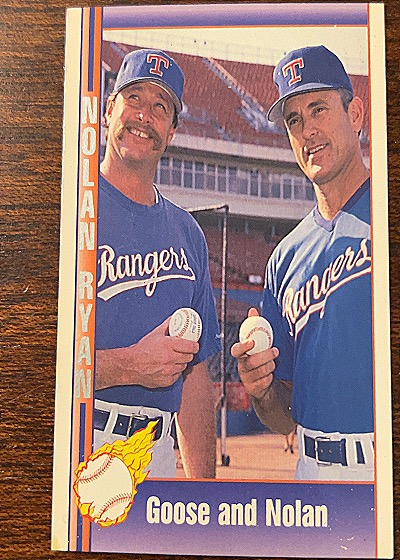1991 Pacific #198 Nolan Ryan Goose and Nolan Texas Rangers — front