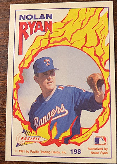 1991 Pacific #198 Nolan Ryan Goose and Nolan Texas Rangers — back