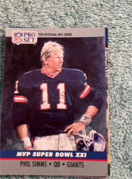 1990 Pro Set #21 Phil Simms MVP Super Bowl XXI New York Giants — front