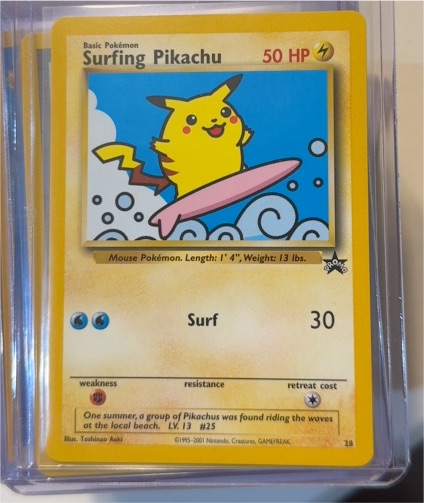 1995 Wizards of the Coast Promo #28 Surfing Pikachu — front