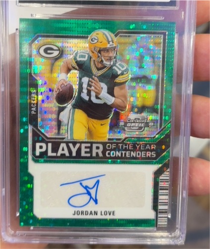 2023 Panini Contenders Optic Player of the Year Contenders #PCA-JLE Jordan Love — front
