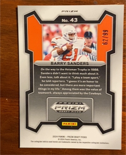 2024 Panini Prizm Draft Picks #43 Barry Sanders — front