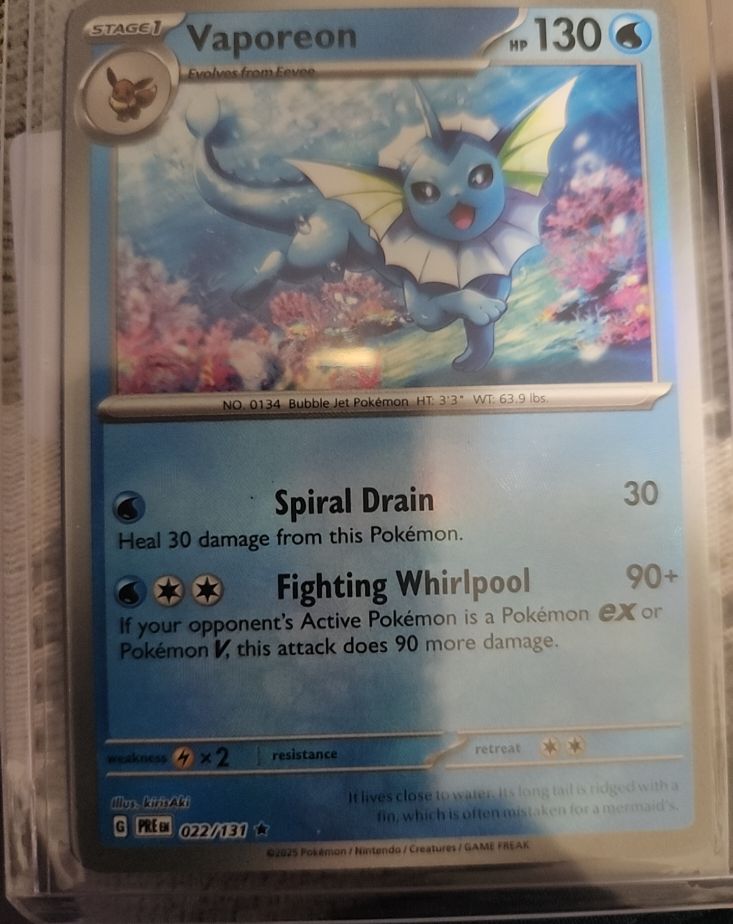 2025 Pokémon Prismatic Evolutions #022 Vaporeon — front