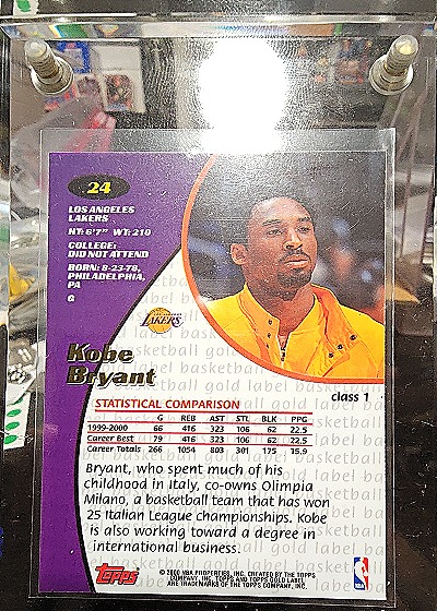 2000 Topps Gold Label #24 Kobe Bryant Class 1 — back