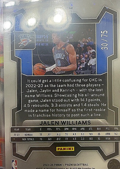 2023-24 Panini Prizm #30 Jalen Williams — front