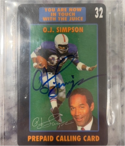 1995 O.J. Simpson #32 Prepaid Calling Card — front