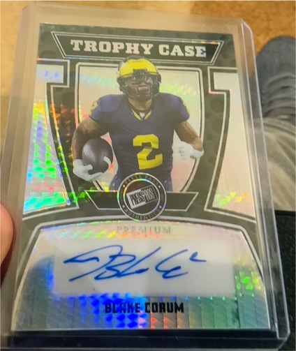 2024 Leaf Press Pass Trophy Case Blake Corum Auto RC — front