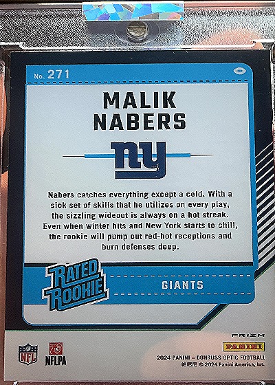 2024 Panini Donruss Optic #271 Malik Nabers — back