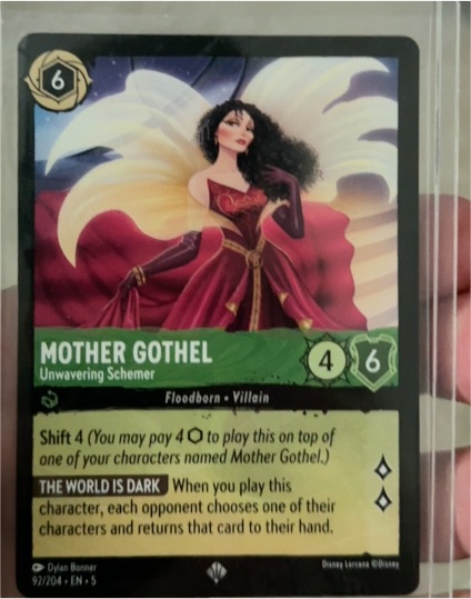 2024 Disney Lorcana Shimmering Skies #92 Mother Gothel Unwavering Schemer — front