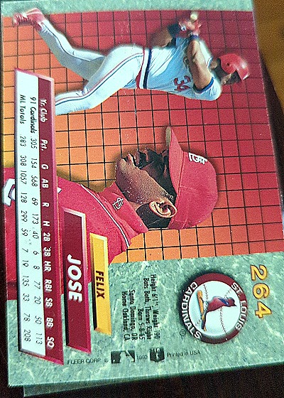 1992 Fleer Ultra #264 Felix Jose — back