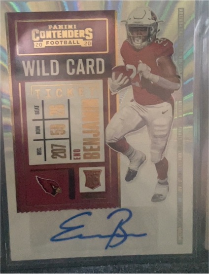2020 Panini Contenders Wild Card #215A Eno Benjamin Auto — front