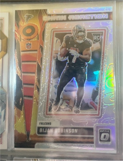 2023 Donruss Optic #CR-BR Bijan Robinson Chain Reaction Silver Holo Rookie — front
