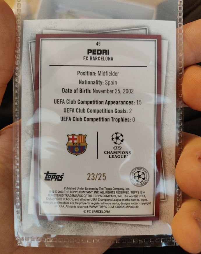 2022-23 Topps UEFA Club Competitions Superstars #49 Pedri — front