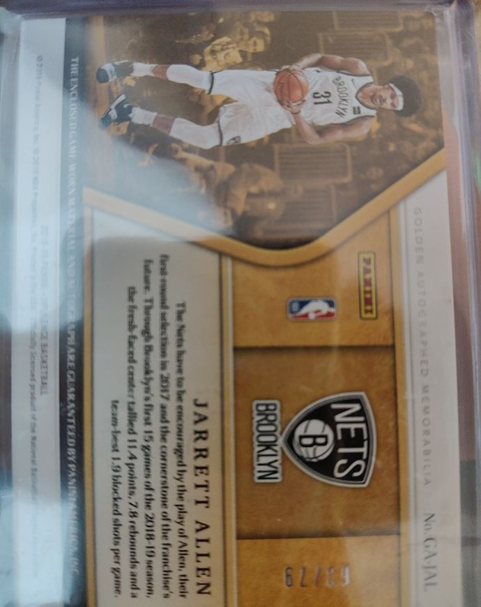 2017 Panini Golden Autographed Memorabilia Jarrett Allen — front
