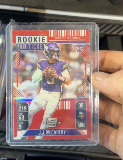 2024 Panini Contenders Optic #71 J.J. McCarthy Rookie Ticket — front