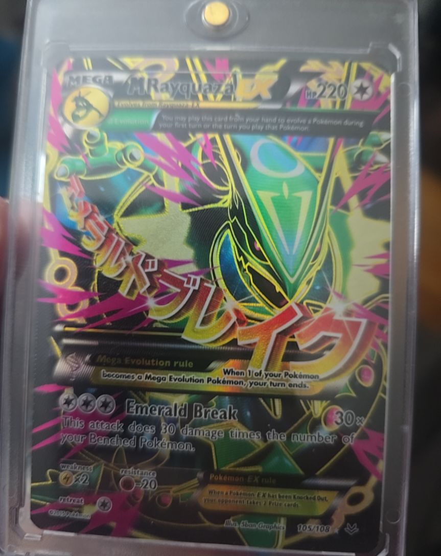 2015 Pokémon XY Roaring Skies #105 Mega Rayquaza EX — front