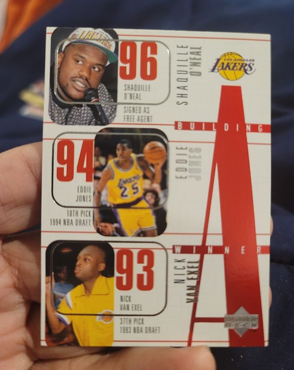 1996-97 Upper Deck #148 Building a Winner Shaquille O'Neal, Eddie Jones, Nick Van Exel — front