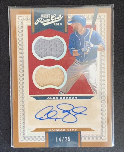 2016 Panini Prime Cuts Dual Patch Autograph # Alex Gordon — front