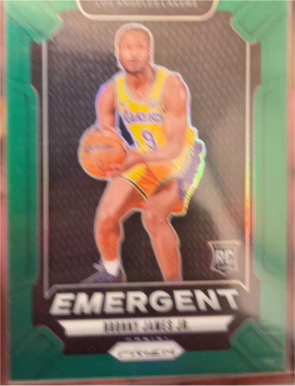 2024-25 Panini Prizm #8 Bronny James Jr. Emergent Green Prizm Rookie Card — front
