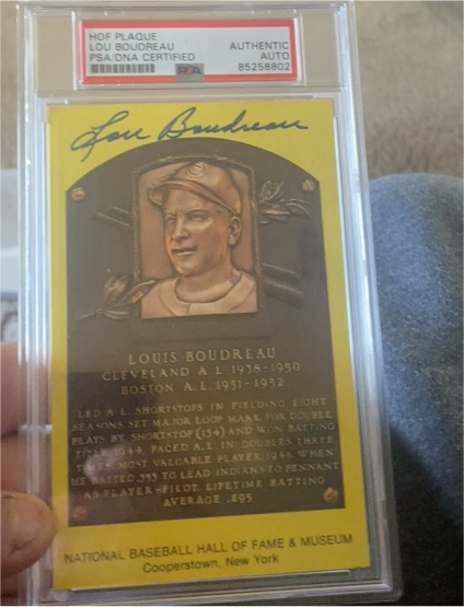 1964 National Baseball Hall of Fame Lou Boudreau HOF Plaque Postcard — front