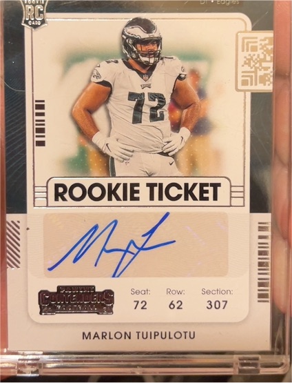 2021 Panini Contenders Rookie Ticket #231 Marlon Tuipulotu Auto RC Eagles — front