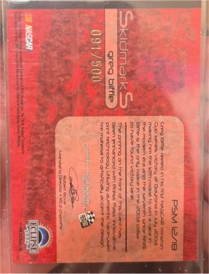 2003 Eclipse Skidmarks Greg Biffle #PSM 12/18 — front