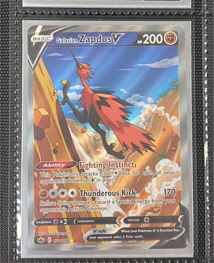 2021 Pokémon SWSH Chilling Reign #174 Galarian Zapdos V — front