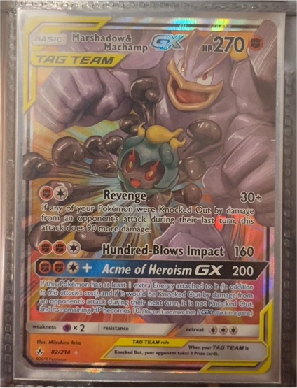 2019 Pokémon SM-Unbroken Bonds #82 Marshadow & Machamp GX — front