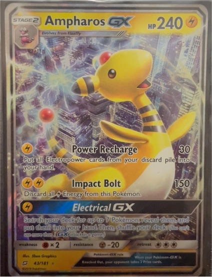 2019 Pokémon Sun & Moon Team Up #43 Ampharos GX — front