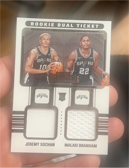 2022-23 Panini Contenders Rookie Dual Ticket #RT2-SAS Jeremy Sochan Malaki Branham — front