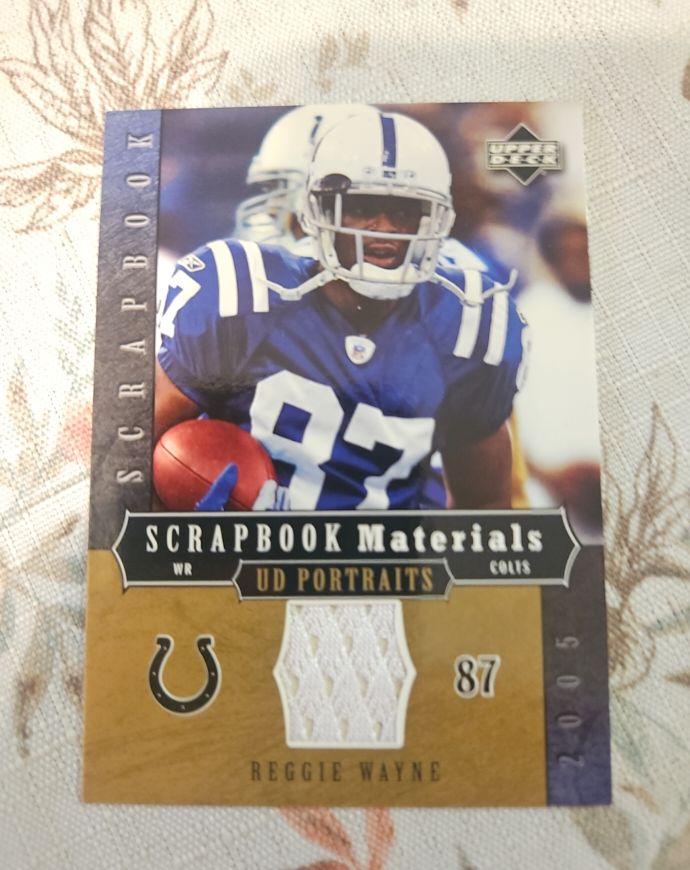 2005 Upper Deck Portraits Scrapbook Materials #SBRE Reggie Wayne — front