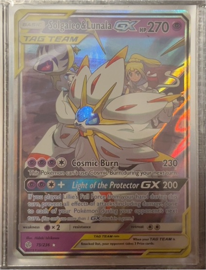 2019 Pokémon Cosmic Eclipse #75 Solgaleo & Lunala GX — front
