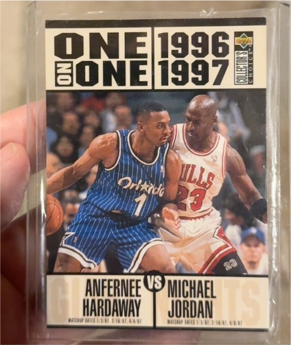 1996 Upper Deck Collector's Choice #356 Anfernee Hardaway/Michael Jordan ONE on ONE — front
