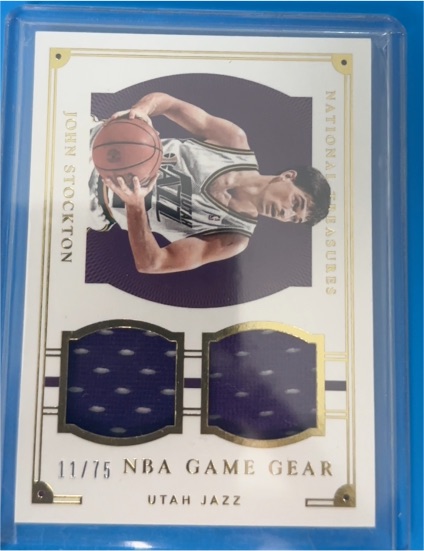 2019-20 Panini National Treasures NBA Game Gear #11/75 John Stockton — front