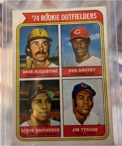 1974 Topps #598 Rookie Outfielders Ken Griffey Sr., Dave Augustine, Steve Ontiveros, Jim Tyrone — front