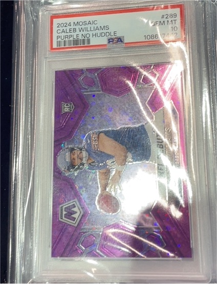 2024 Panini Mosaic #289 Caleb Williams Purple No Huddle — front