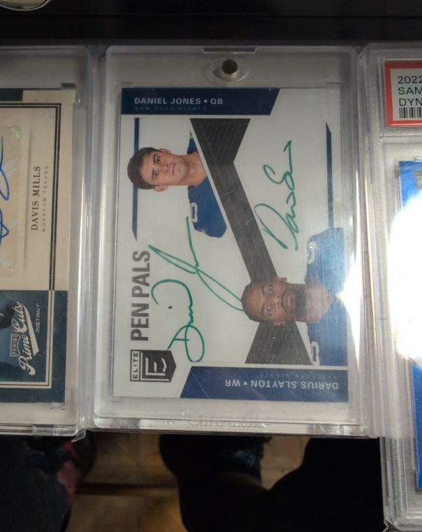 2019 Panini Donruss Elite Pen Pals #PPD-DJ Daniel Jones & Darius Slayton — front