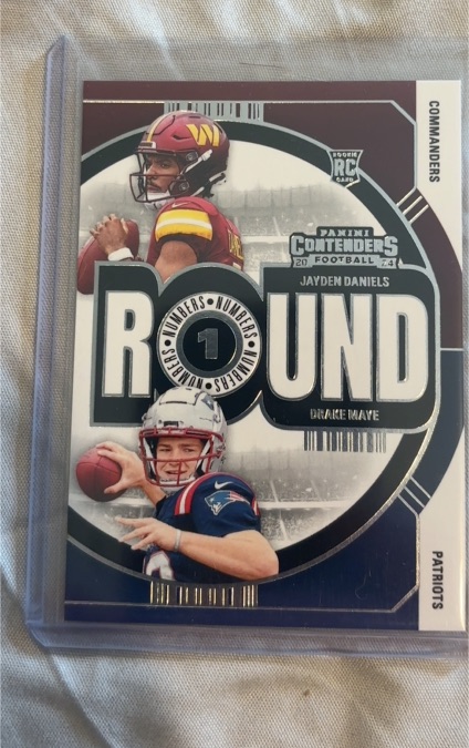 2024 Panini Contenders Round Numbers #1 Jayden Daniels / Drake Maye — front