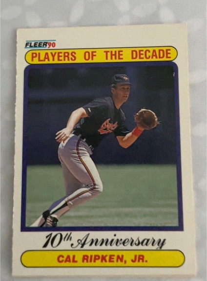 1990 Fleer #624 Cal Ripken, Jr. Players of the Decade 10th Anniversary — front