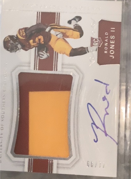 2018 Panini National Treasures Collegiate Ronald Jones II RC Patch Auto #RC — front