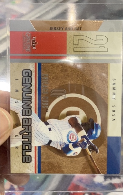 2004 Fleer Genuine Insider Article Jersey and Bat #21 Sammy Sosa — front