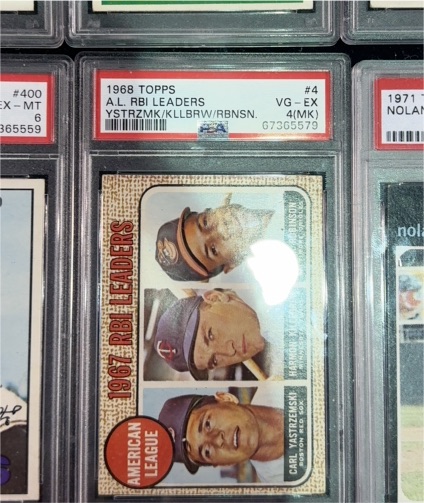 1968 Topps #4 AL RBI Leaders Carl Yastrzemski / Harmon Killebrew / Frank Robinson — front