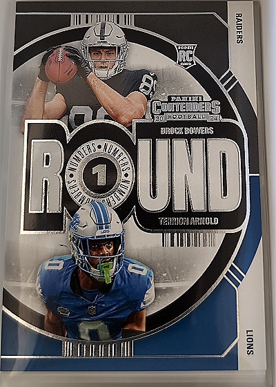 2024 Panini Contenders #23 Brock Bowers / Terrion Arnold Round Numbers Rookie Card — front